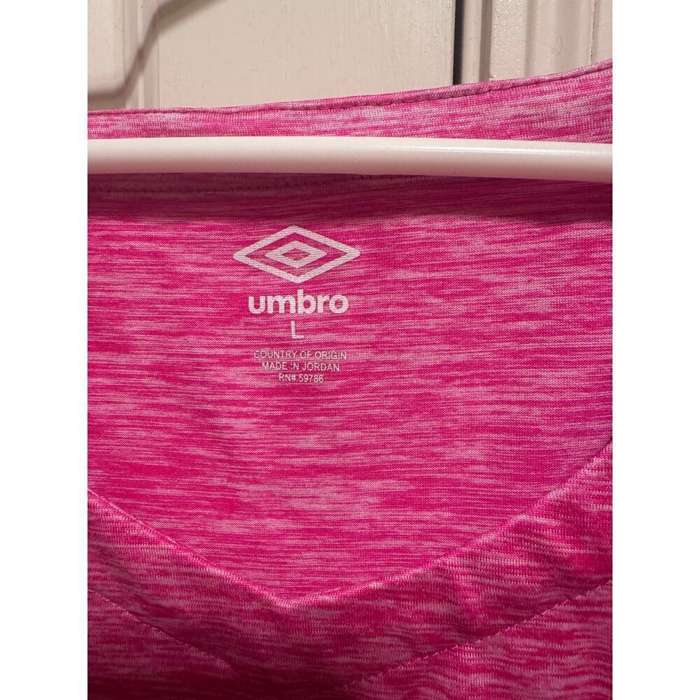 Umbro Women's Pink V-Neck Short Sleeve Performance Athletic Top Shirt Workout  L - Picture 4 of 8